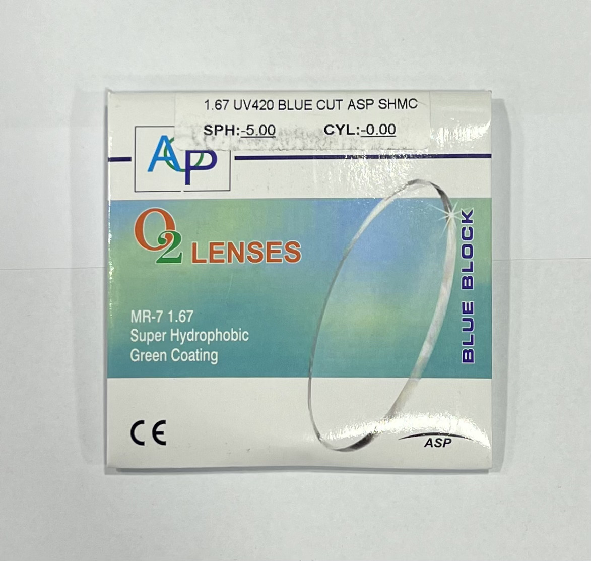 3. O2 1.67 Index Blue Cut Green Coating Single Vision Lens