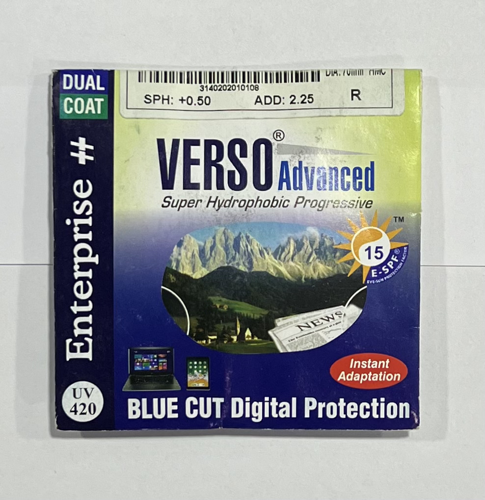 6. Verso Advanced Blue cut Progressive Dual Coat